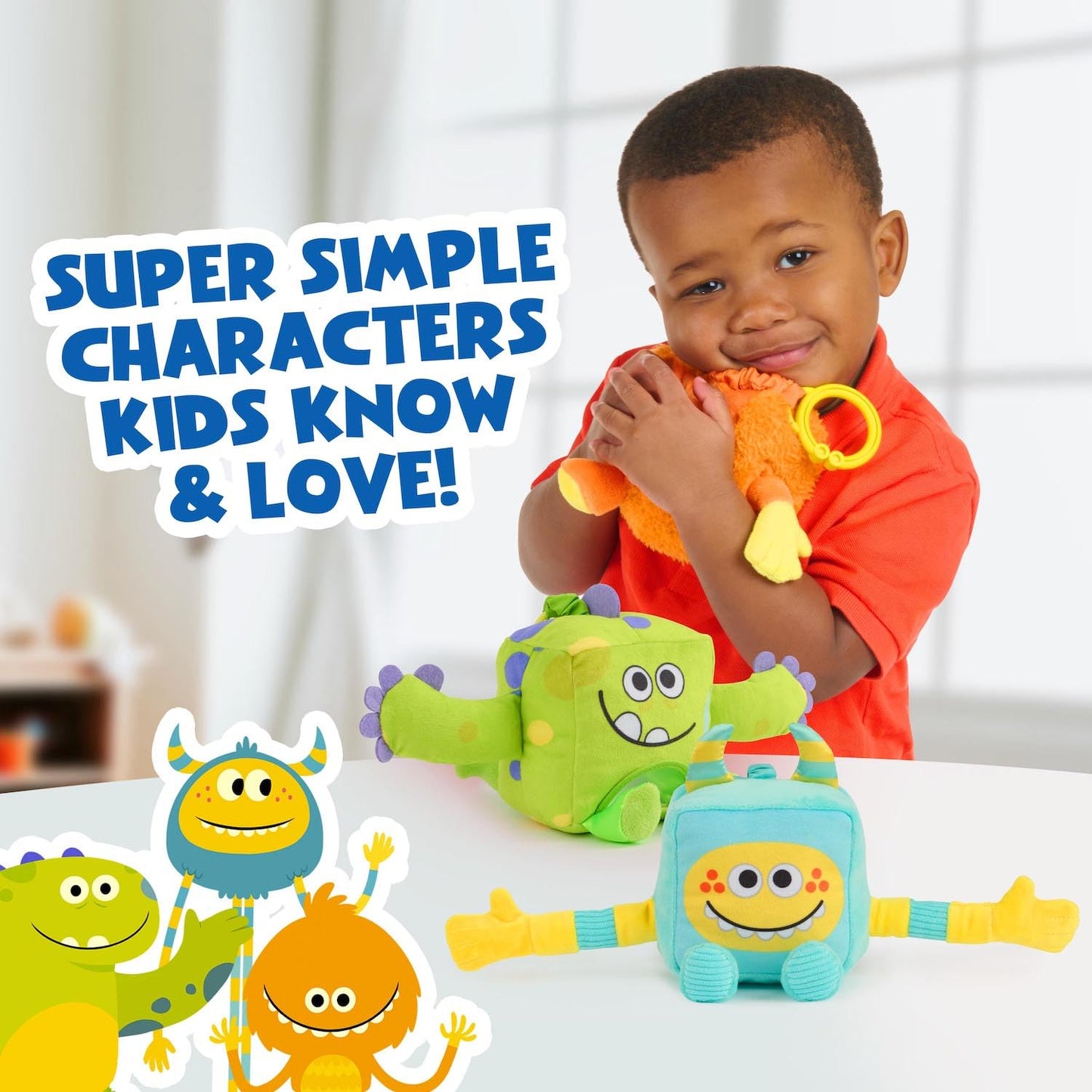 WowWee Super Simple Sensory Plush Monsters Dewey (Orange) with 5+ Sensory Features (Ages 0+)