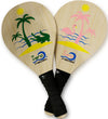 Frescobol Florida Set - 2 Original Vero Wood Beach Paddles, 2 Official Balls, 2 Beach Darts, Durable Tote Bag (Pink Flamingo & Green Alligator Design)