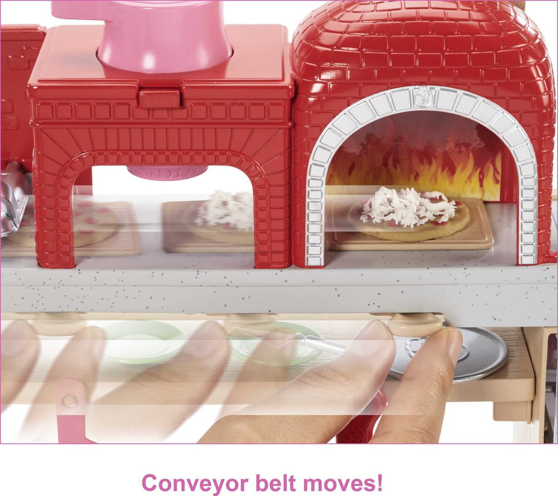Barbie Careers Playset, Blonde Pizza Chef Doll with Toy Oven & Counter with Sliding Conveyer Belt, Molds, 3 Dough Colors & Accessories