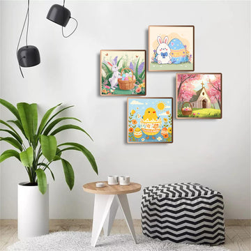 4 Pack Cute Animal Paint by Numbers Kit for Kids,DIY Easy Painting Kits on Canvas with Wooden Framed, Small Color by Numbers Acrylic,Adult Paint by