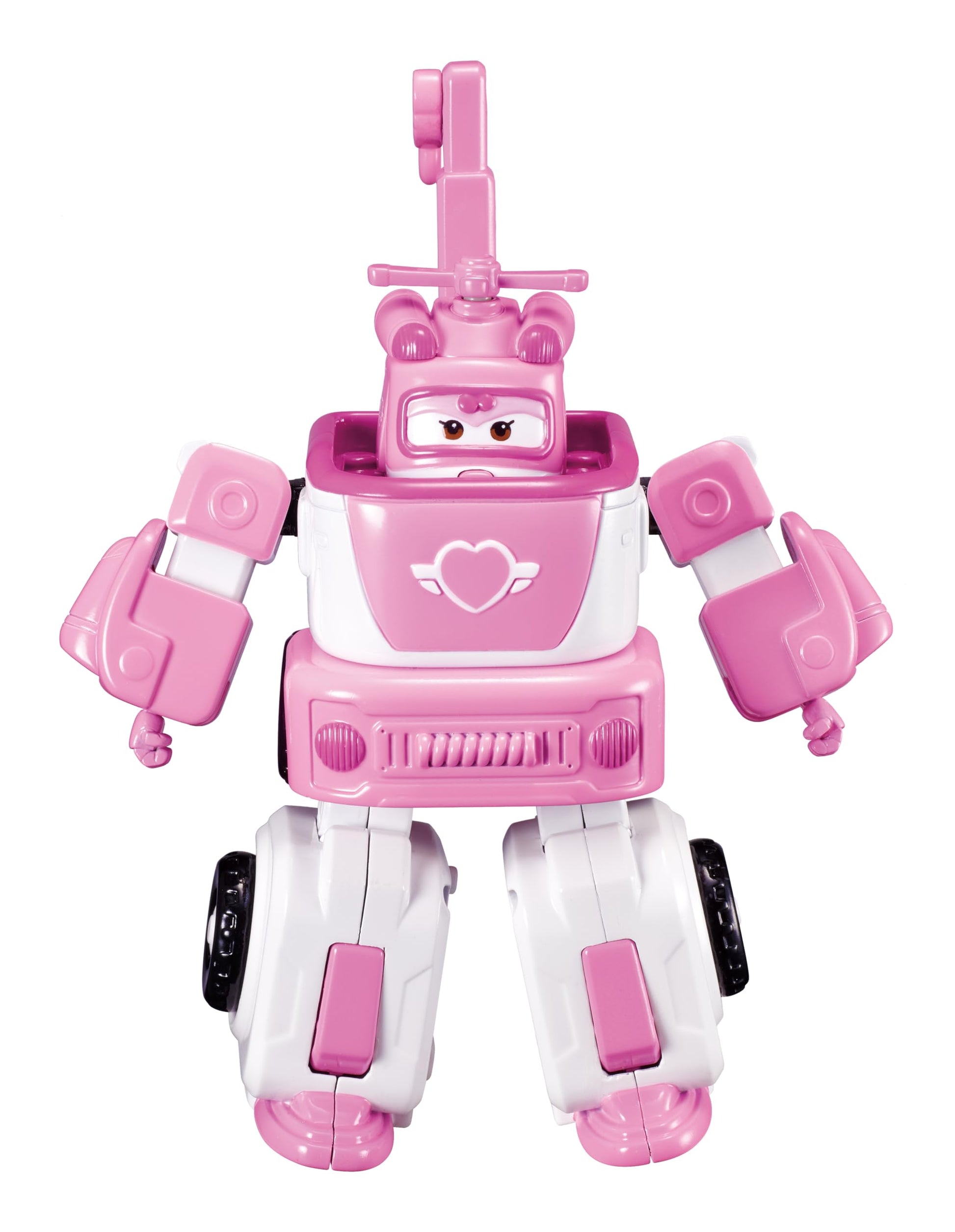 Super Wings - 7' Dizzy's Rescue Tow with 2' Pink Transform-a-Bot Mini Figure,Transforming Airplane Toy Vehicle Set,Toy for 3 4 5 Year Old Boys