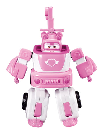 Super Wings - 7' Dizzy's Rescue Tow with 2' Pink Transform-a-Bot Mini Figure,Transforming Airplane Toy Vehicle Set,Toy for 3 4 5 Year Old Boys