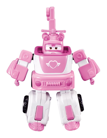 Super Wings - 7' Dizzy's Rescue Tow with 2' Pink Transform-a-Bot Mini Figure,Transforming Airplane Toy Vehicle Set,Toy for 3 4 5 Year Old Boys