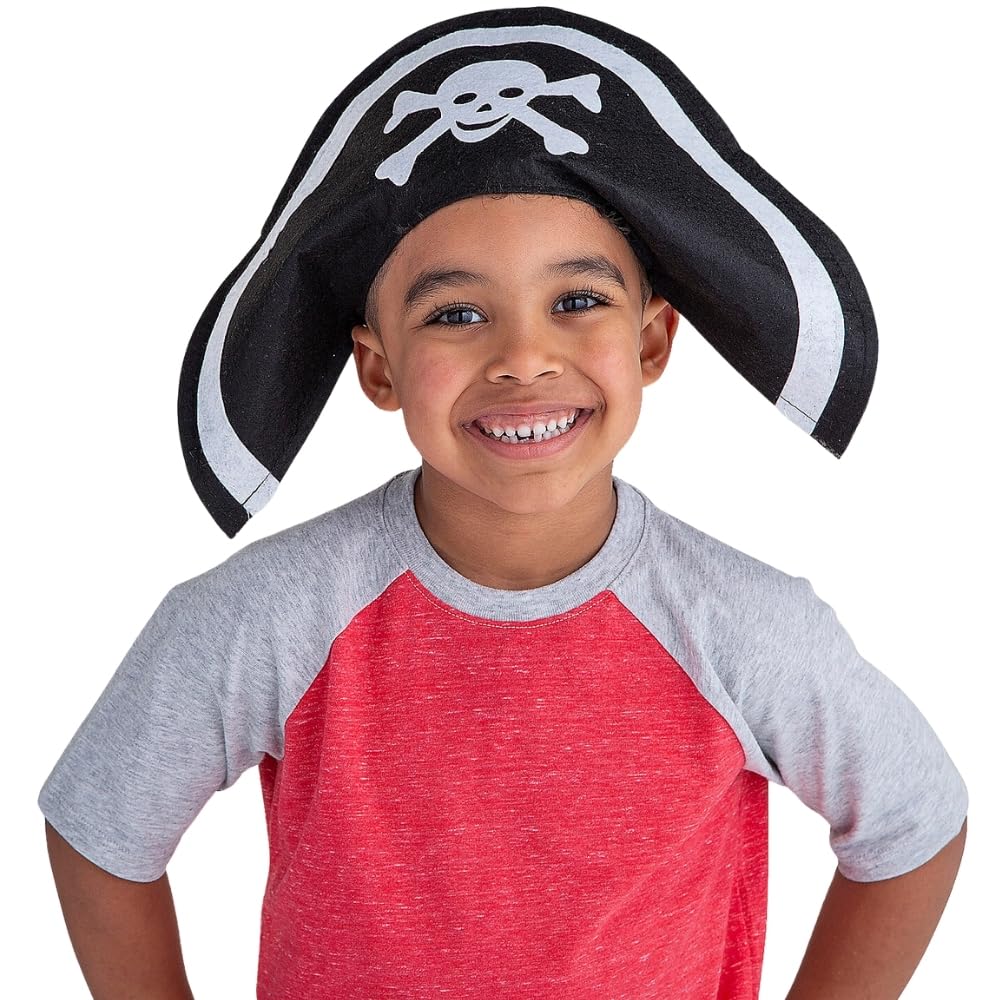 Fun Express Felt Kiddie Pirate Hat (1 dz) for Halloween - Apparel Accessories - Hats - Novelty Bulk Hats - Halloween - 12 Pieces
