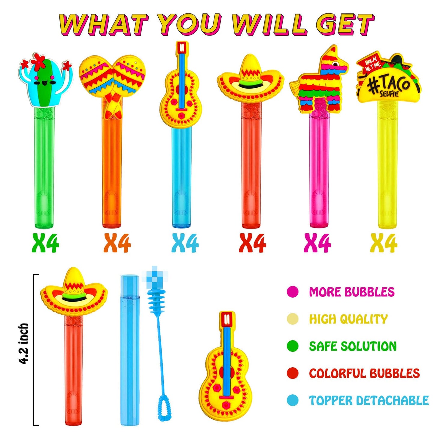 uoyoi Fiesta Party Favors,24Pcs Mexican Taco Bubble Wand for Kids