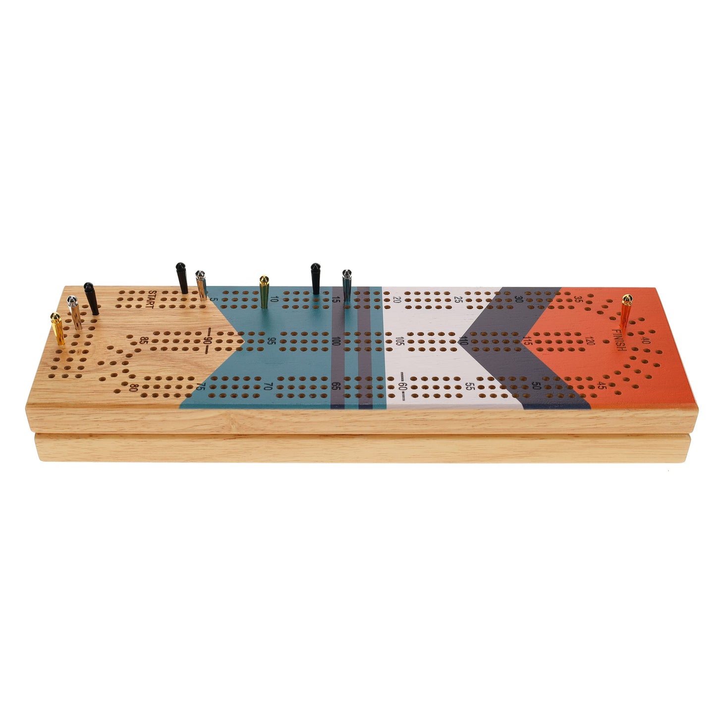 Pacific Shore Games Canoe Cribbage Board Game Set, Sunrise Nautical Print, Continuous 3 Track Travel Cribbage Boards Unique, Wooden Board Games