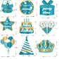 9PCS Lake Blue Gold Happy Birthday Decorations Honeycomb Centerpieces Happy Birthday Table Centerpieces Party Supplies 15th 16th 18th 21st 30th 40th