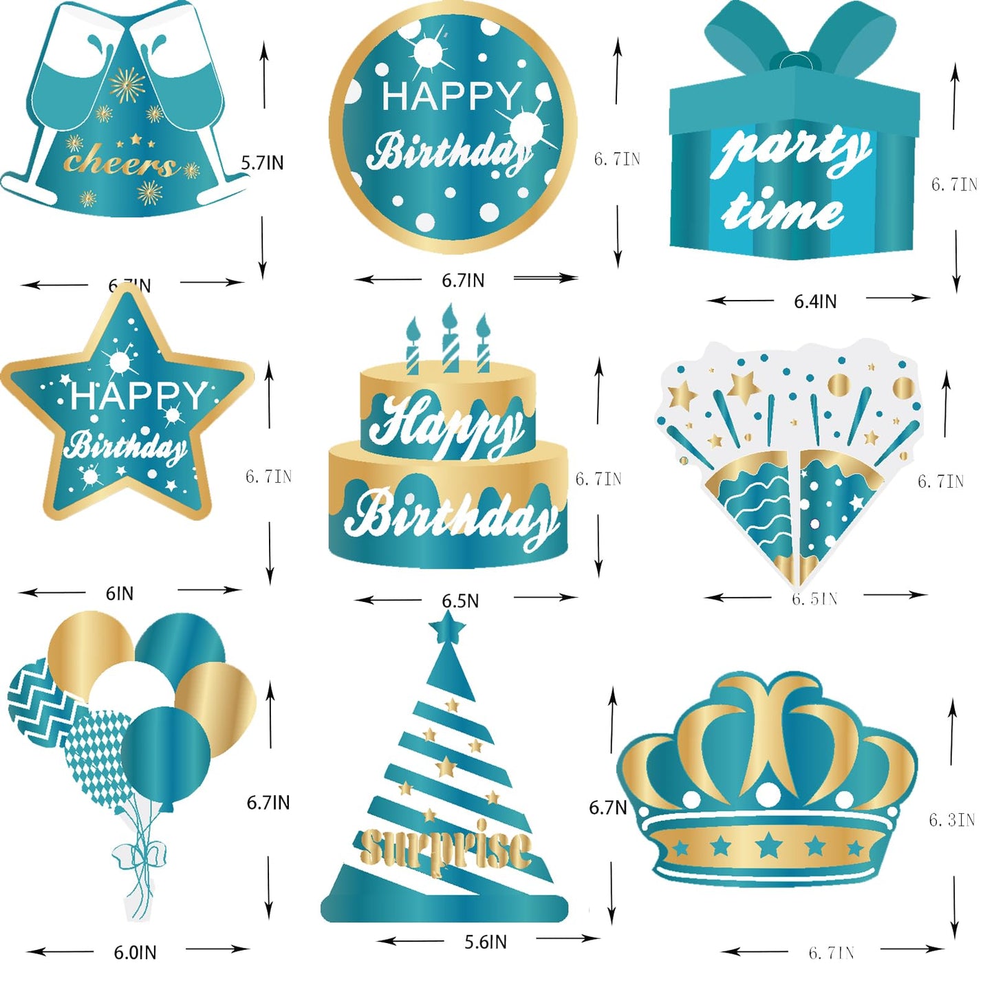 9PCS Lake Blue Gold Happy Birthday Decorations Honeycomb Centerpieces Happy Birthday Table Centerpieces Party Supplies 15th 16th 18th 21st 30th 40th