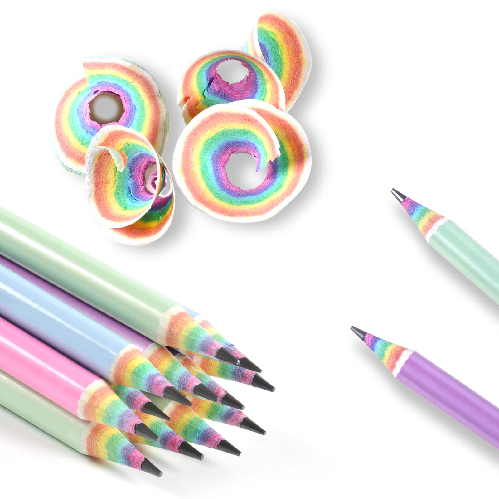 ECOTREE Pre-Sharpened Pencils #2 Eco Rainbow Paper Pencil for Kids Cute Number 2 Pencils with Erasers for School, Writing,12 Count