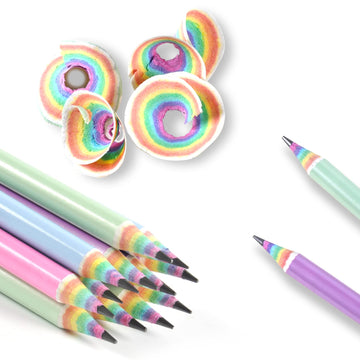 ECOTREE Pre-Sharpened Pencils #2 Eco Rainbow Paper Pencil for Kids Cute Number 2 Pencils with Erasers for School, Writing,12 Count
