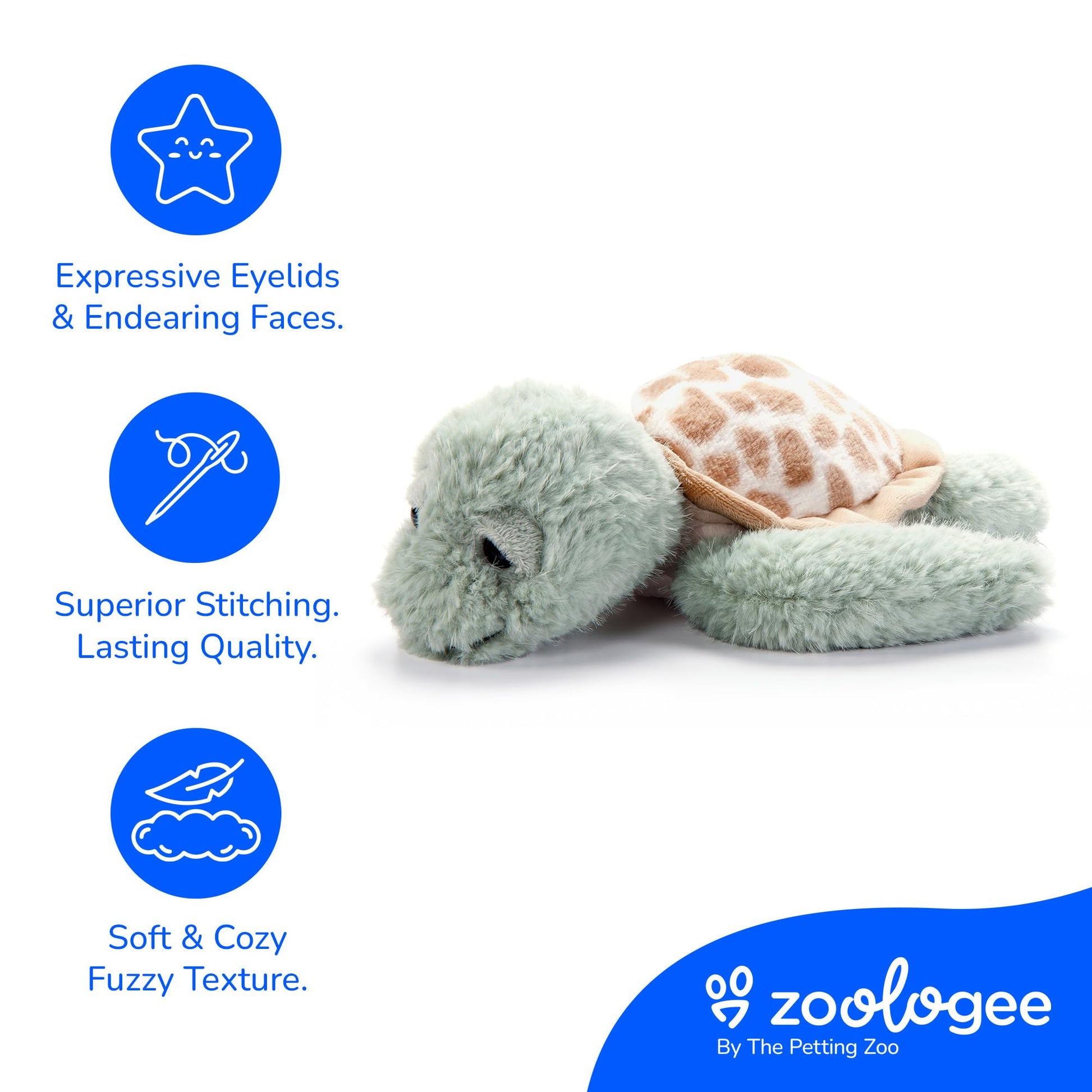 The Petting Zoo Sea Turtle Stuffed Animal Plushie, Gifts for Kids, Fuzzlez Sealife Animals, Tortoise Plush Toy 10 Inches