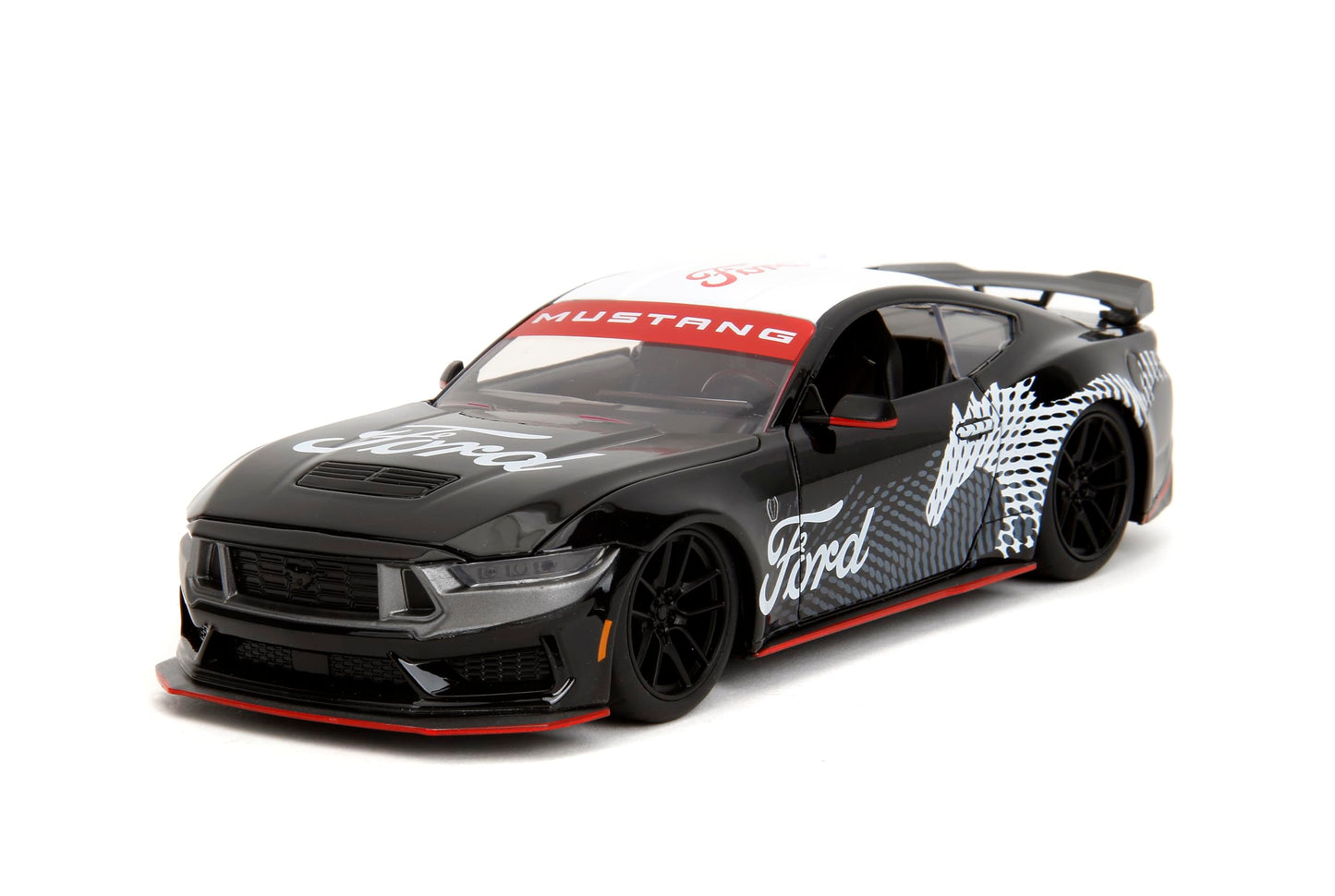 Jada Toys Bigtime Muscle 1:24 2024 Ford Mustang Dark Horse Die-cast Car - Opening Doors, Hood, Trunk, Rubber Tires(Glossy Black)