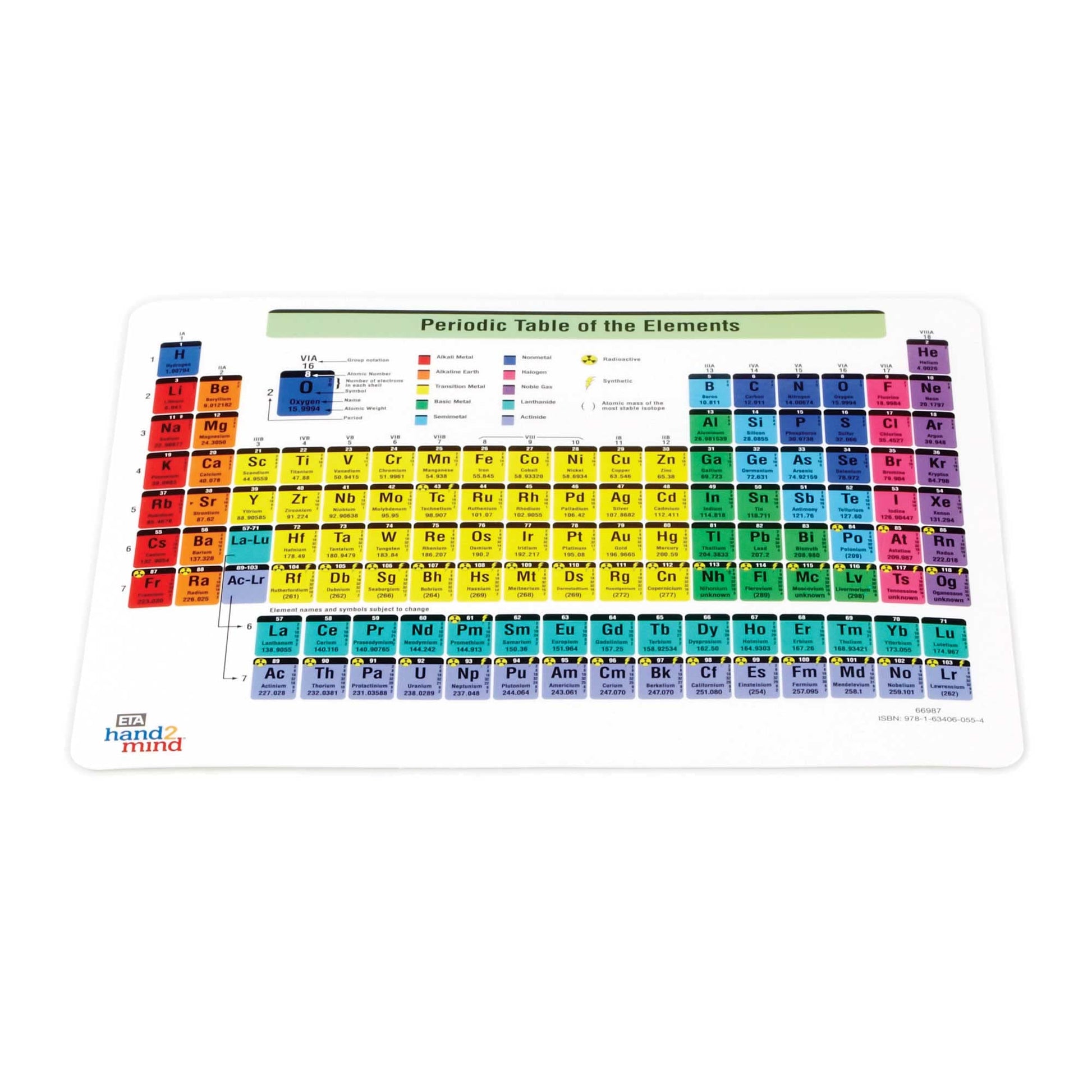 hand2mind Connecting Color Tiles Periodic Table for Kids Ages 10-13, Learn About Elements and Chemistry at Home, Atomic Number, Symbol, Weight,