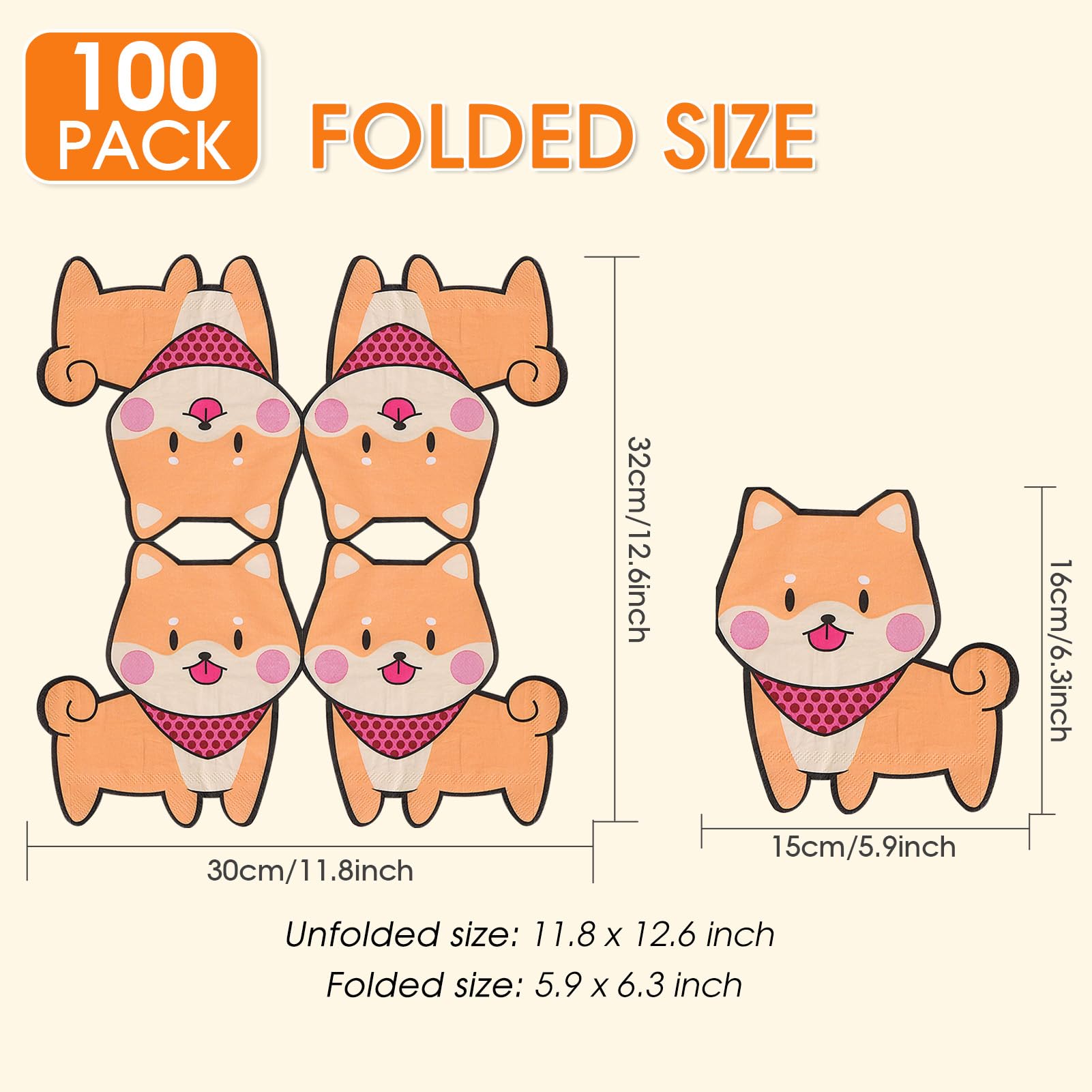 100Pcs Puppy Napkins,Cute Doggy Themed Party Tableware Kit,Dog Cocktail Napkins,For Baby Shower,Birthday,Weddings,Dog Birthday Party Decorations