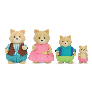 Li'l Woodzeez Cat Family Figure Set with Storybook, Whiskerelli, Playsets