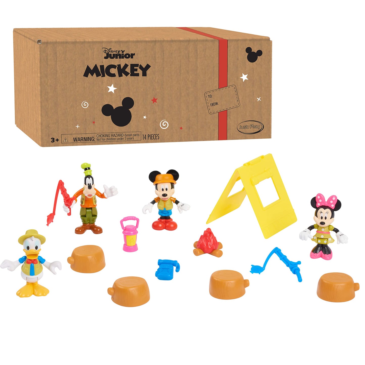 Just Play Disney Junior Mickey Mouse Funhouse 14 Piece Camping Figure Set, Preschool Toys, Officially Licensed Kids Toys for Ages 3 Up, Amazon