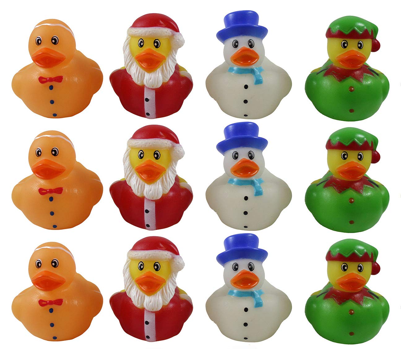 Curious Minds Busy Bags 24 Christmas Rubber Duckies - Santa, Gingerbread Man, Snowman, and Elf Ducks - Cute Holiday Party Favor Decoration Gifts (2