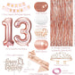 13th Birthday Decorations for Girls, Rose Gold 13th Birthday Banner, Balloon, Cake Topper, Sash and Crown, Happy 13th Birthday Party Decorations