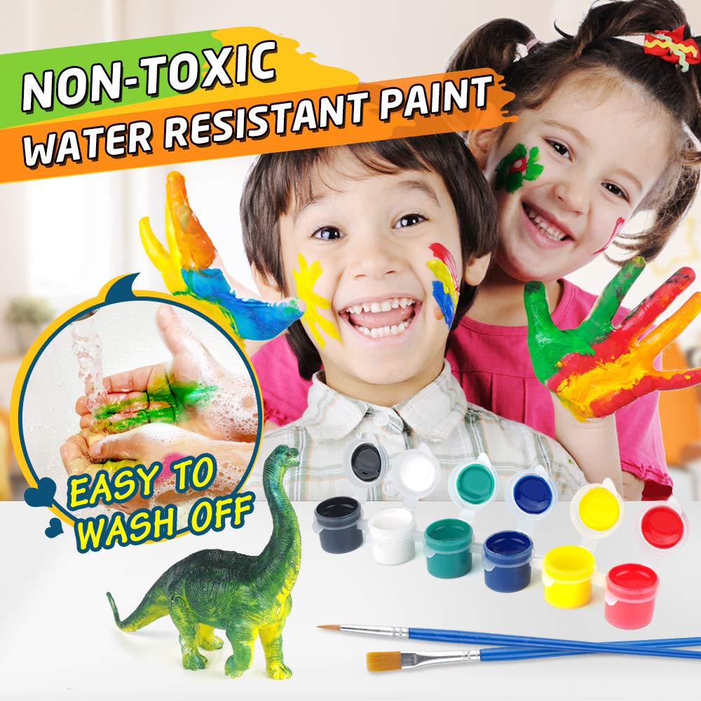 BAODLON Kids Arts Crafts Set Dinosaur Toy Painting Kit - 10 Dinosaur Figurines, Decorate Your Dinosaurs, Create a Dino World Painting Toys Gifts