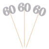 Pack of 10 Silver Glitter 60th Birthday Centerpiece Sticks Number 60 Table Topper Age Letter Decorations