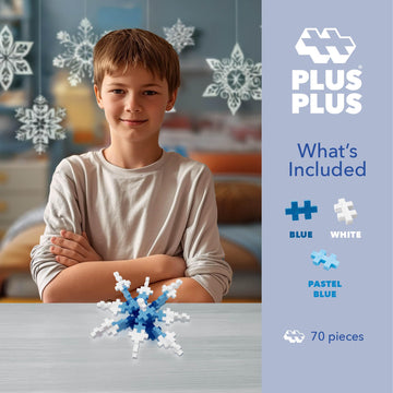 PLUS PLUS Snowflake - 3D Puzzle Building Block Set Tube, Mini Interlocking Pieces, Fun Holiday Activities for Kids