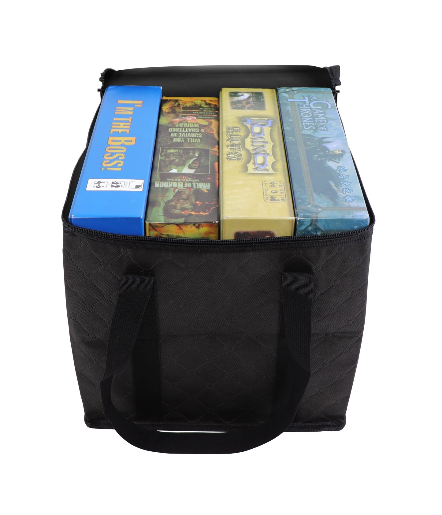Lightweight Board Game Bag [Dual Layer Non-Woven Fabric/Carrying Handle/Zippered Lid/Water Resistant] (Black)