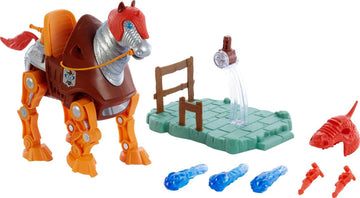 Masters of the Universe Origins Stridor Action Figure, 7 in Tall Robot Horse with Projectile Launcher, 3 Plasma Blasts, Helmet & Bridle with Cord