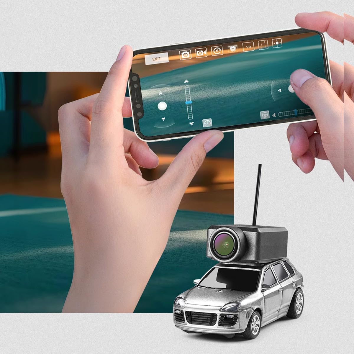 OBIOCKIDAY WL 1/64 RC Car, FPV RC Car with Camera, APP-Controlled Fully Proportional FPV Mini RC Car with 3-Speed Modes, FPV Remote Control Car RC