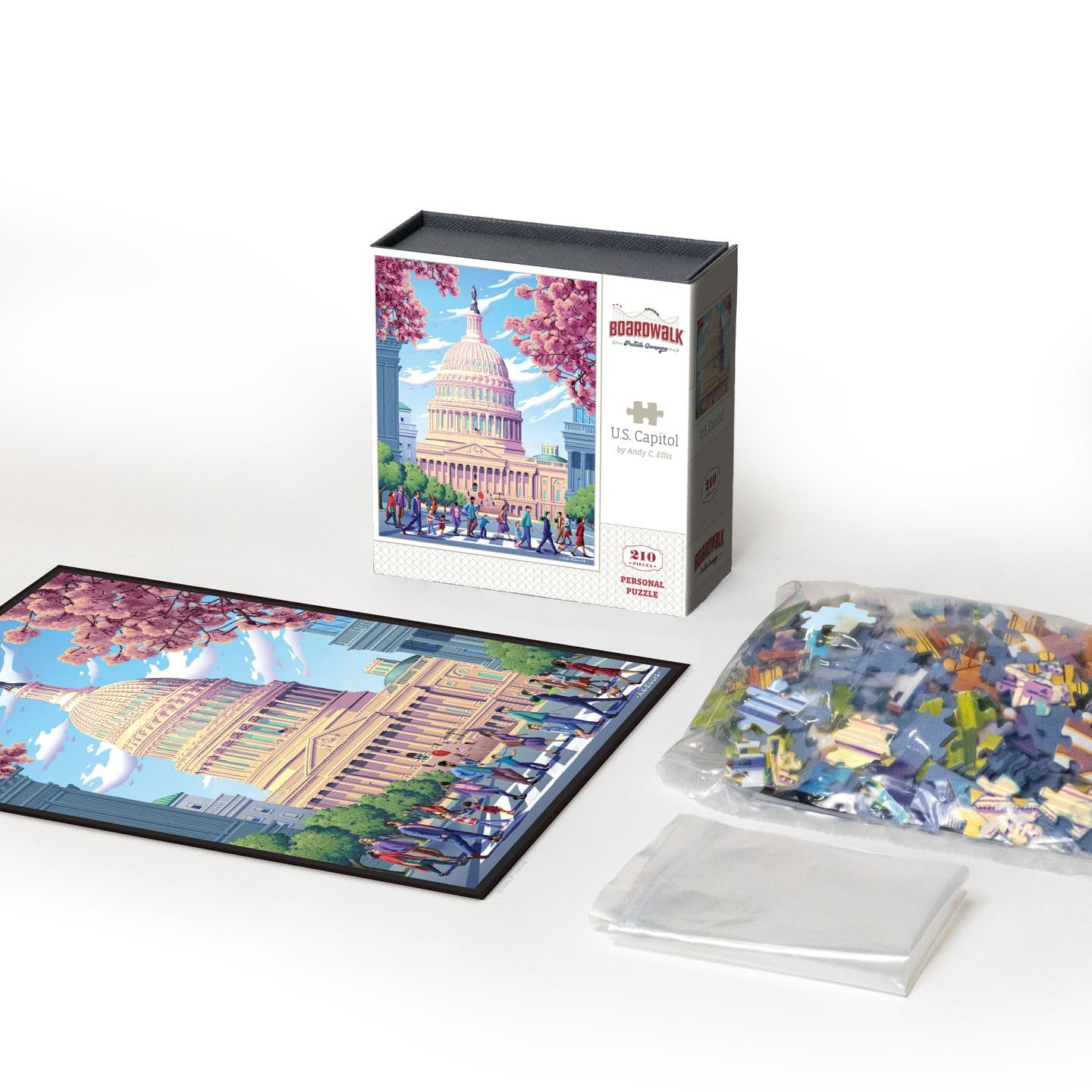 Boardwalk U.S. Capitol 210 Piece Personal Puzzle, Jigsaw Puzzles with Premium Box, Washington DC PatrioticGifts for Adults, 6"x8"