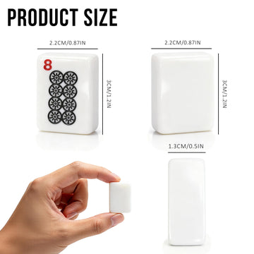Dolcety American Mahjong Tile Set, 166 White Tiles Mahjong Set,Travel Mahjong Set with Gray Carrying Bag