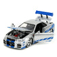 Jada Toys Fast & Furious Brian’s 2002 Nissan Skyline R34 Die-cast Car, 1:24 Scale, Silver & Blue