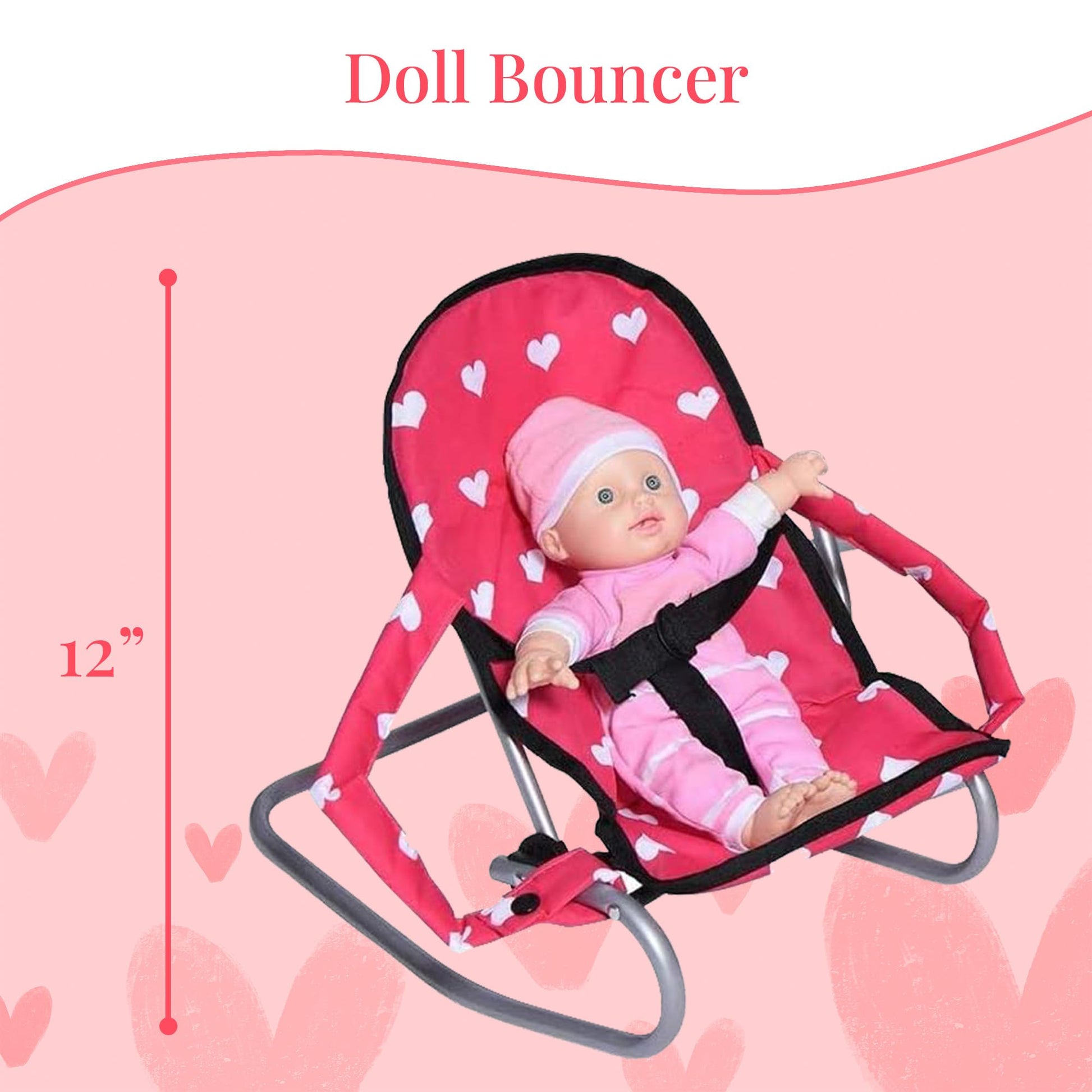 Mega Baby Doll Accessories Set, 3-1 Baby Doll Crib, Baby Doll High Chair & Bouncer Seat. 18 inch Doll Accessories with Doll Bed. 18" Dolls Furniture