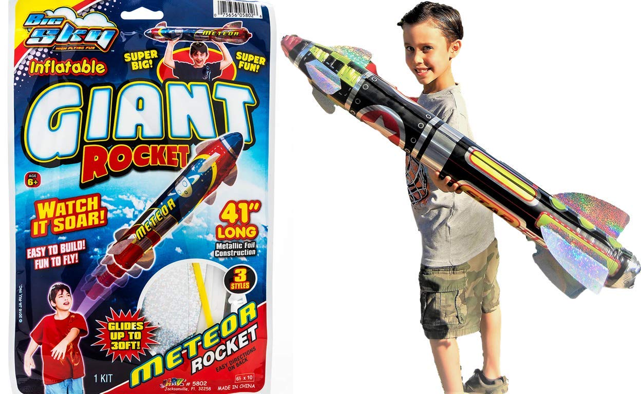 JA-RU Giant 41" Inflatable Rocket Ship Toy (1 Unit) Space Themed Party Decorations for Kids. Inflatable Pool Accessories. Solar System Toys