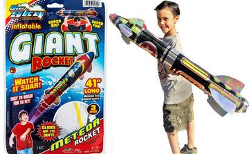 JA-RU Giant 41" Inflatable Rocket Ship Toy (1 Unit) Space Themed Party Decorations for Kids. Inflatable Pool Accessories. Solar System Toys