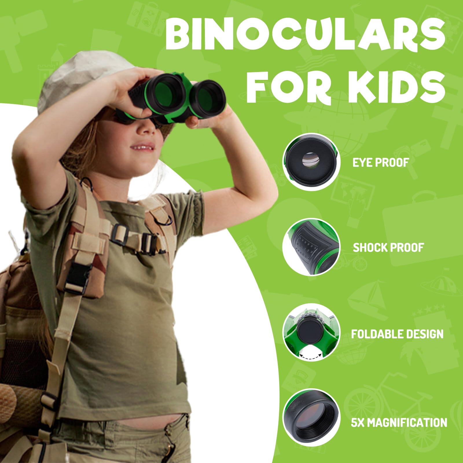 Kids Explorer Kit - Bug Catcher with Binoculars & Safari Costume Vest