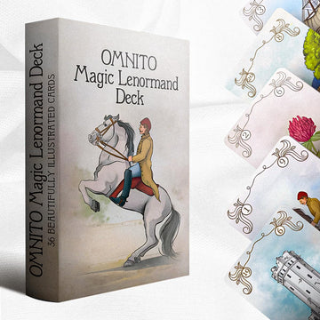 OMNITO Borderless Oracle Magic Lenormand Deck | Wisdom Cards for Love and Life | Mystical Vintage 36-Card Set with Guide Book for Soul, Destiny,