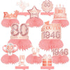 Happy 80th Birthday Rose Gold Table Honeycomb Centerpieces Balloons Theme Decor Table Decorations Table Toppers for Girls Women Sweet Princess 80