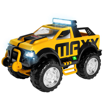 Maxx Action Tow & Go Steel Pick Up Truck Toy - Heavy Duty Free-Rolling Off-Road Vehicle Toy with Tow Winch, Realistic Lights & Sounds, Rubber Grip