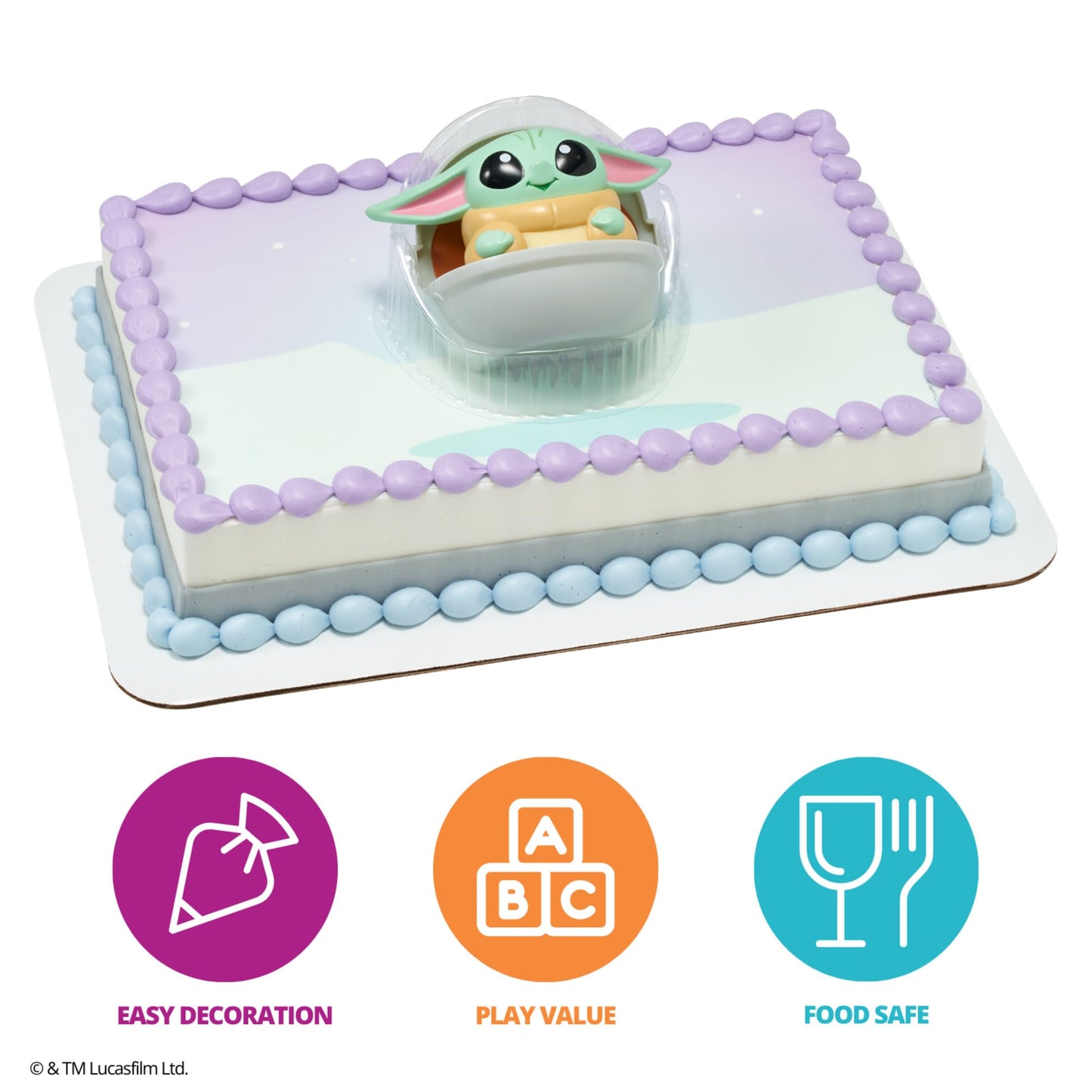 DecoSet® STAR WARS: THE MANDALORIAN Cake Topper, Featuring Grogu Squishy and Hover Pram Stand, Collectable Cake Decoration For Birthday