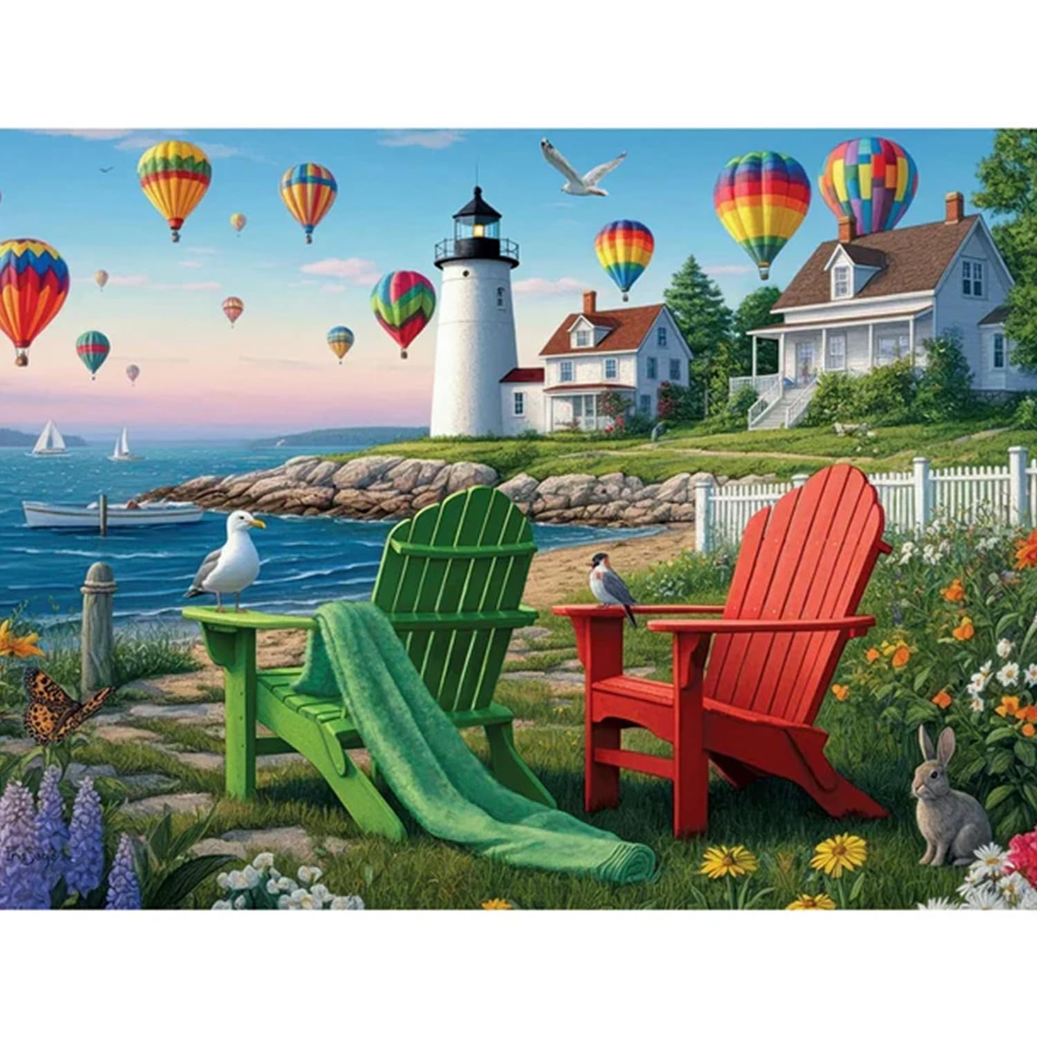 Bits and Pieces 300 Piece Puzzles for Adults Peaceful Waterside Puzzle 3-Pack - 300 Large Pieces 18" x 24" Jigsaw Puzzles, Iris Sage, No 2 Pieces