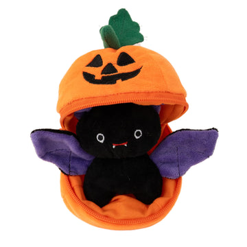 Plushland Halloween Zip-Up Pumpkin Stuffed Animal Plush Toys,Hideaway Spooky Black Cat Bat Ghost Plush Halloween Toy for Festive Decorations & Fun