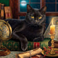 SUNSOUT INC - Black Cat by Candlelight - 500 pc Large Pieces Jigsaw Puzzle by Artist: Image World - Finished Size 19.25" x 26.625" - MPN# 42906