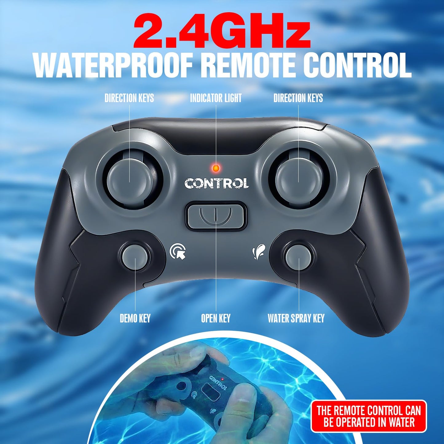 toylefun Remote Control Swimming Mosasaurus Toy, 2.4GHz Waterproof Design, 24-Inch Dinosaur Water Toy with Spray Function
