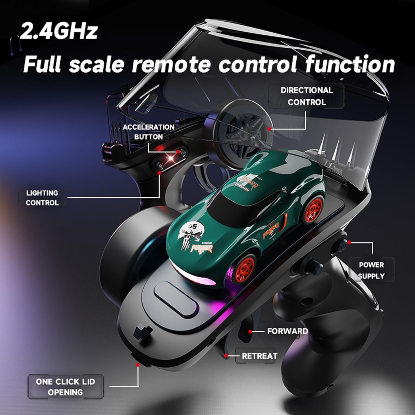 QAONIE Mini RC Car, 1:64 Scale Toy Car & Remote Control Integrated Design.