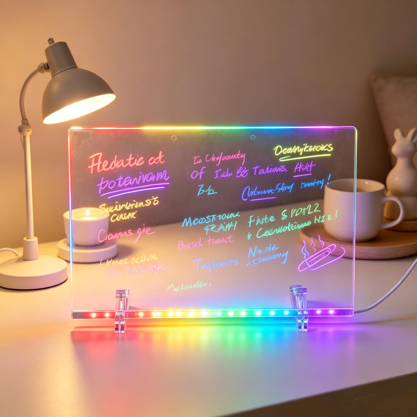 LED Drawing Board for Kids 13.7''X10'' Acrylic Message White Board