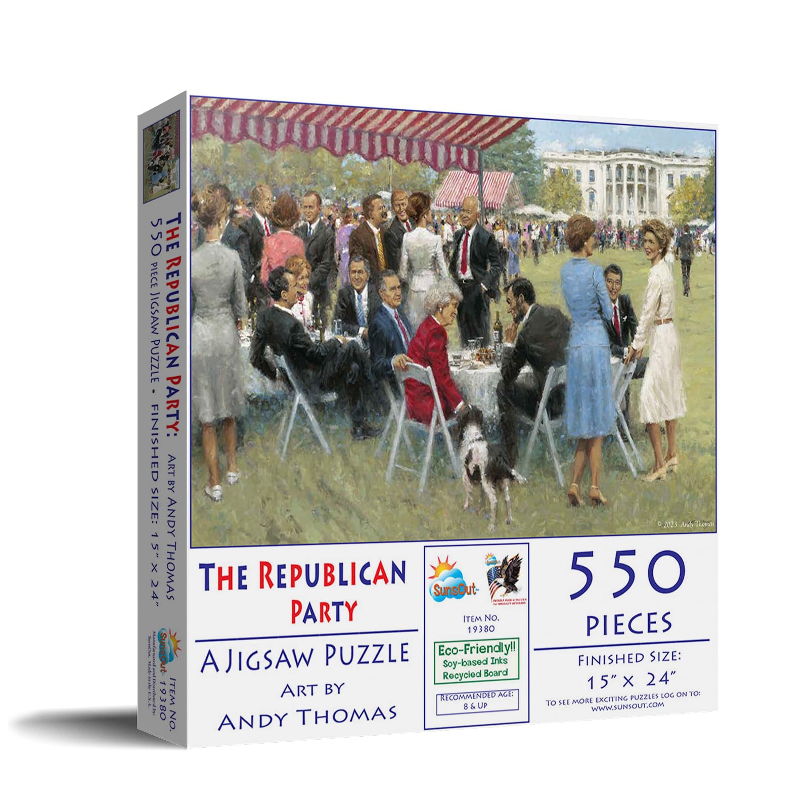 SUNSOUT INC - The Republican Party - 550 pc Jigsaw Puzzle by Artist: Andy Thomas - Finished Size 15" x 24" Americana - MPN# 19380