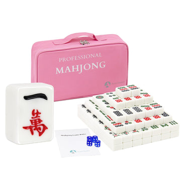 AzulHome Chinese Mahjong Game Set, 144 Large Melamine Mahjong Tiles (1.57'', Ivory) with 4 Dices and One Storage Bag, Complete Traditional Mahjong