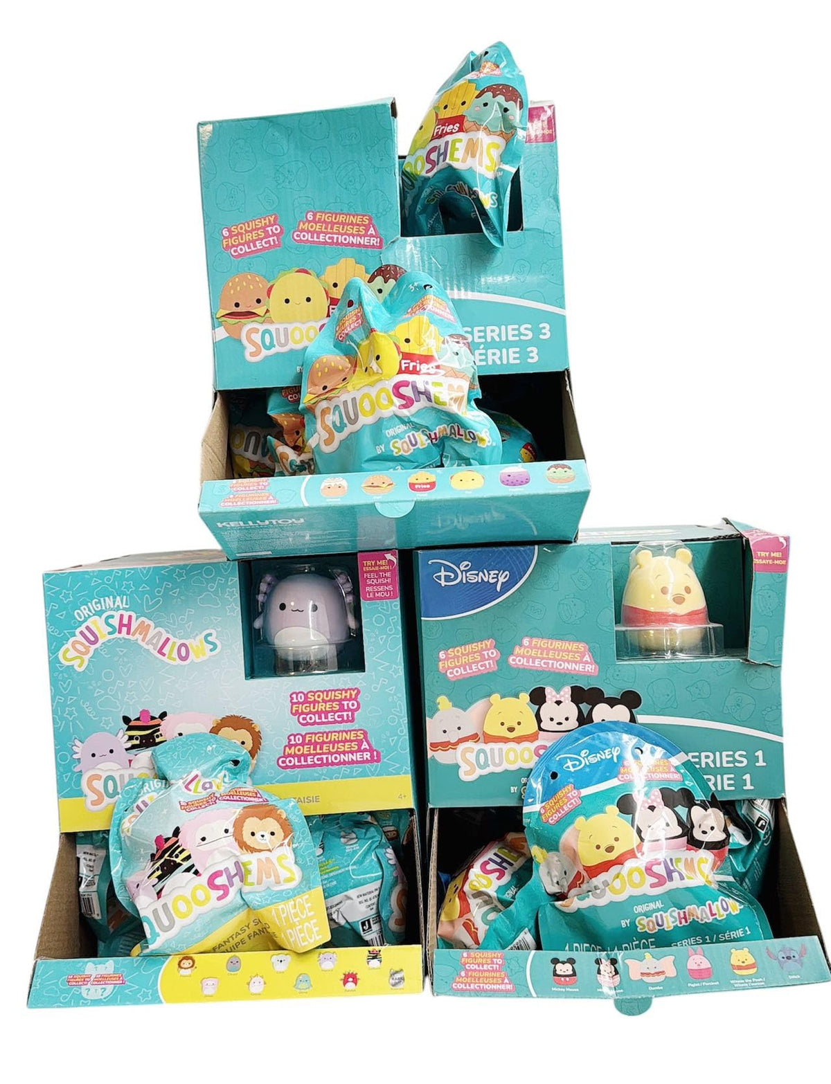Squishmallows Official Kellytoy 8" Plush Mystery Pack - Styles Will Vary that Includes Three 8" Plush and One Squooshems