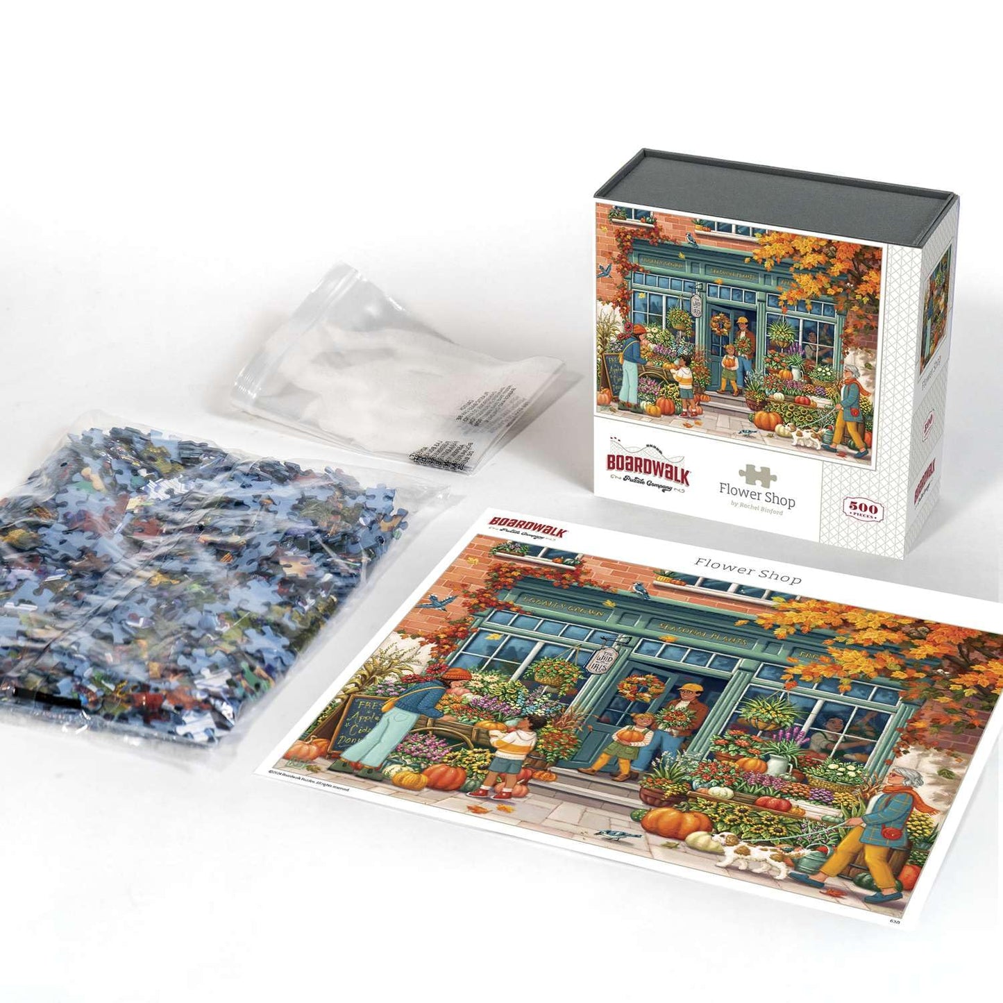 Boardwalk Flower Shop 500 Piece Jigsaw Puzzle Autumn Garden Market Puzzles with Premium Box, Gift for Adults and Family 16"x20"