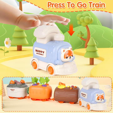 Sizobi Press to Go Train Toys for Toddlers 2-4, Learning Sorting Montessori Toys for Kids 3+, Fine Motor Skills Educational Train Set, Preschool
